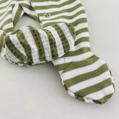 L'ovedbaby Gl'oved-Sleeve Organic Footie - Sage Stripe