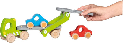 Goki Wooden Car Transporter with 2 Vehicles