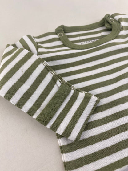 L'ovedbaby Gl'oved-Sleeve Organic Bodysuit - Sage Stripe (Long Sleeve)