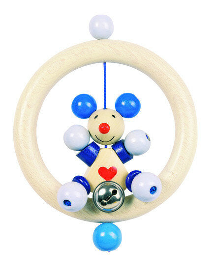 Heimess Wooden Rattles - Touch Ring Mouse (Blue)
