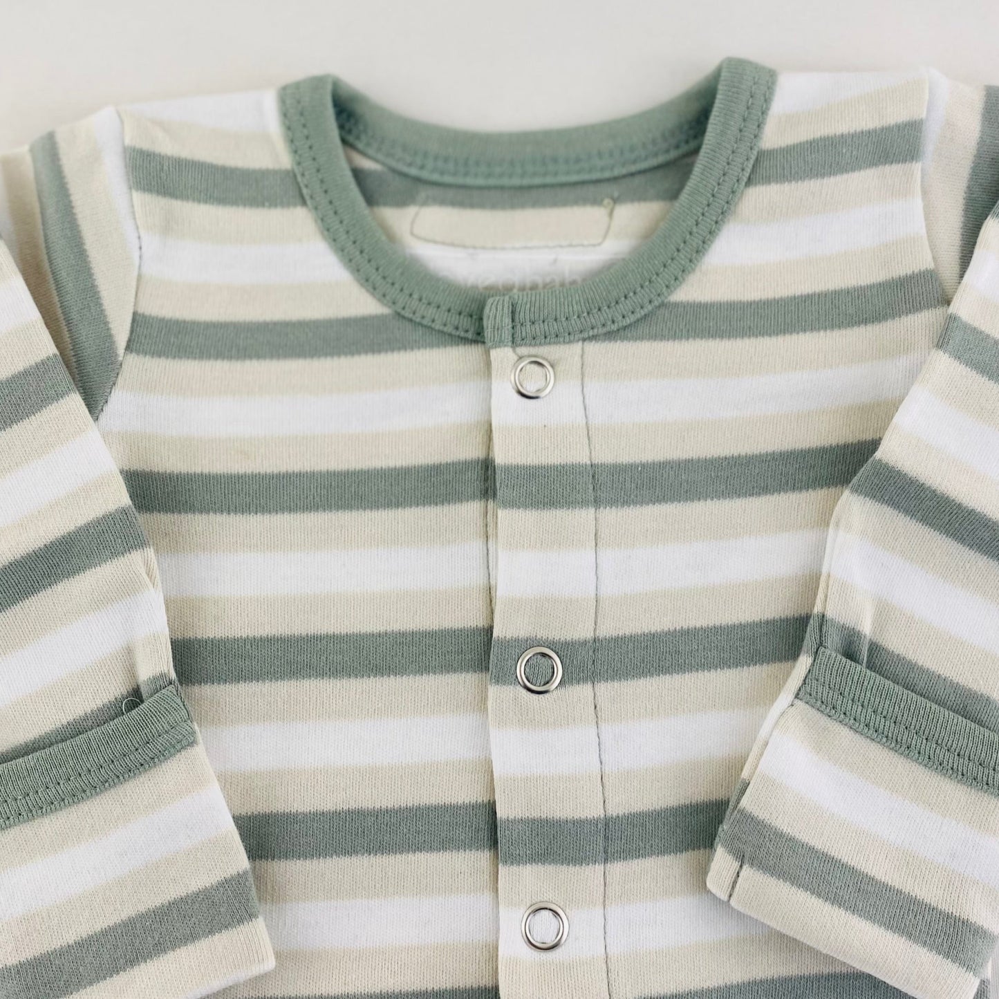 L'ovedbaby Gl'oved-Sleeve Organic Footie - Seafoam Stripe