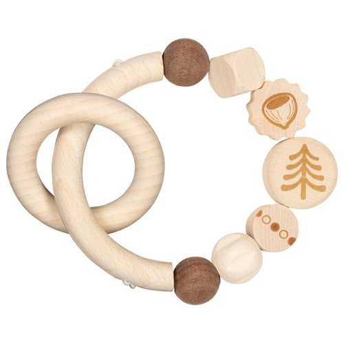 Heimess Nature Wooden Rattles - Touch Ring Elastic Big Acorn & Tree