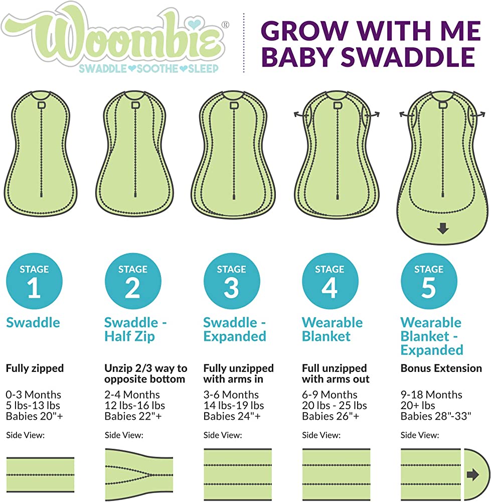 Woombie Grow with Me 5 Convertible Swaddle - Hello World