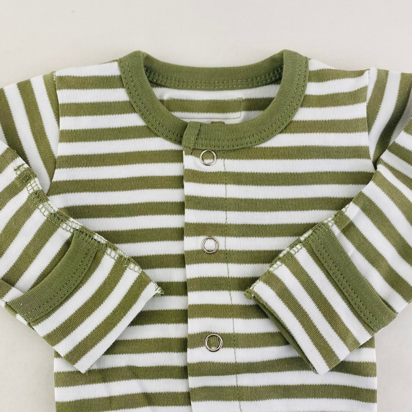 L'ovedbaby Gl'oved-Sleeve Organic Footie - Sage Stripe