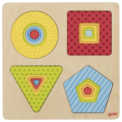 Goki Wooden Layered Shaped Puzzle - Geometrical Shapes