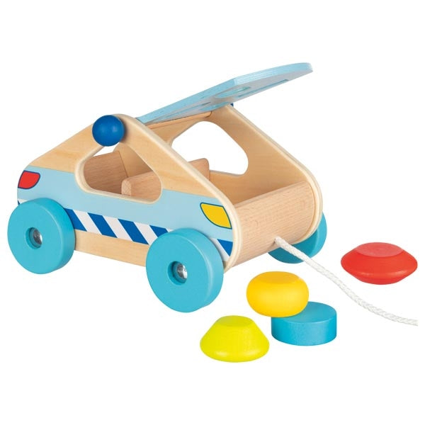 Goki 2-in-1 Wooden Sort Box and Pull-Along Car