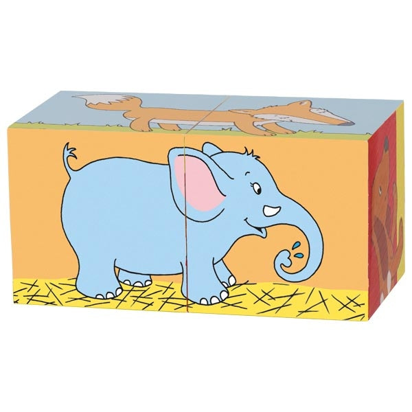Goki Wooden Cube puzzle animals