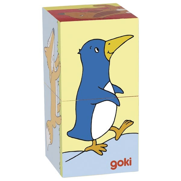 Goki Wooden Cube puzzle animals