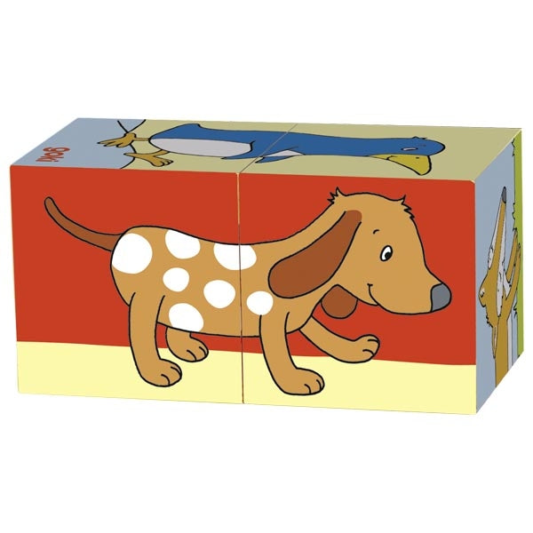 Goki Wooden Cube puzzle animals