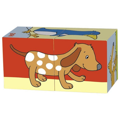 Goki Wooden Cube puzzle animals