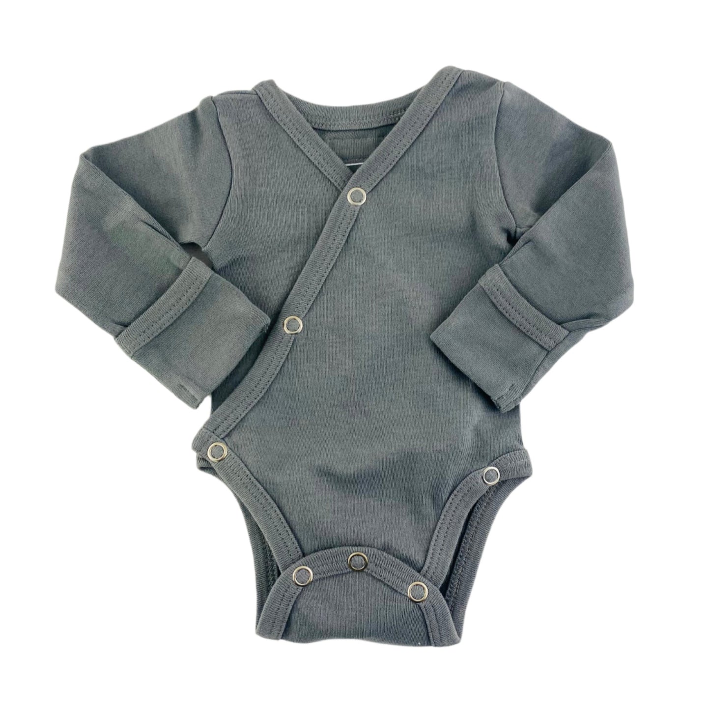 L'ovedbaby Organic Long Sleeve Kimono Bodysuit - Gray