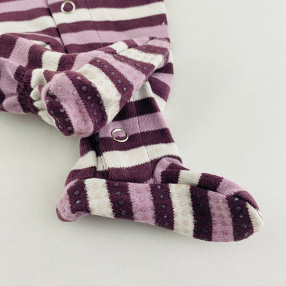 L'ovedbaby Gl'oved-Sleeve Organic Footie - Eggplant Stripe