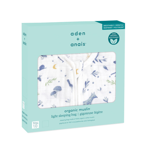 Aden Anais Organic Cotton Light Sleeping Sack I Sleeping Bag - Outdoors Sleepy Forest 1.0 TOG