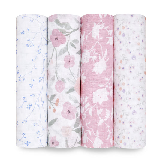 Aden Anais Classic Muslin Swaddle Blankets - Ma Fleur (4 Pack)