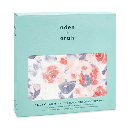 Aden Anais Silky Soft Muslin Bamboo Dream Blanket - Watercolor Garden Roses