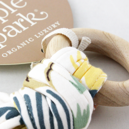 Apple Park Organic Cotton Fabric Teething Ring - Sloth