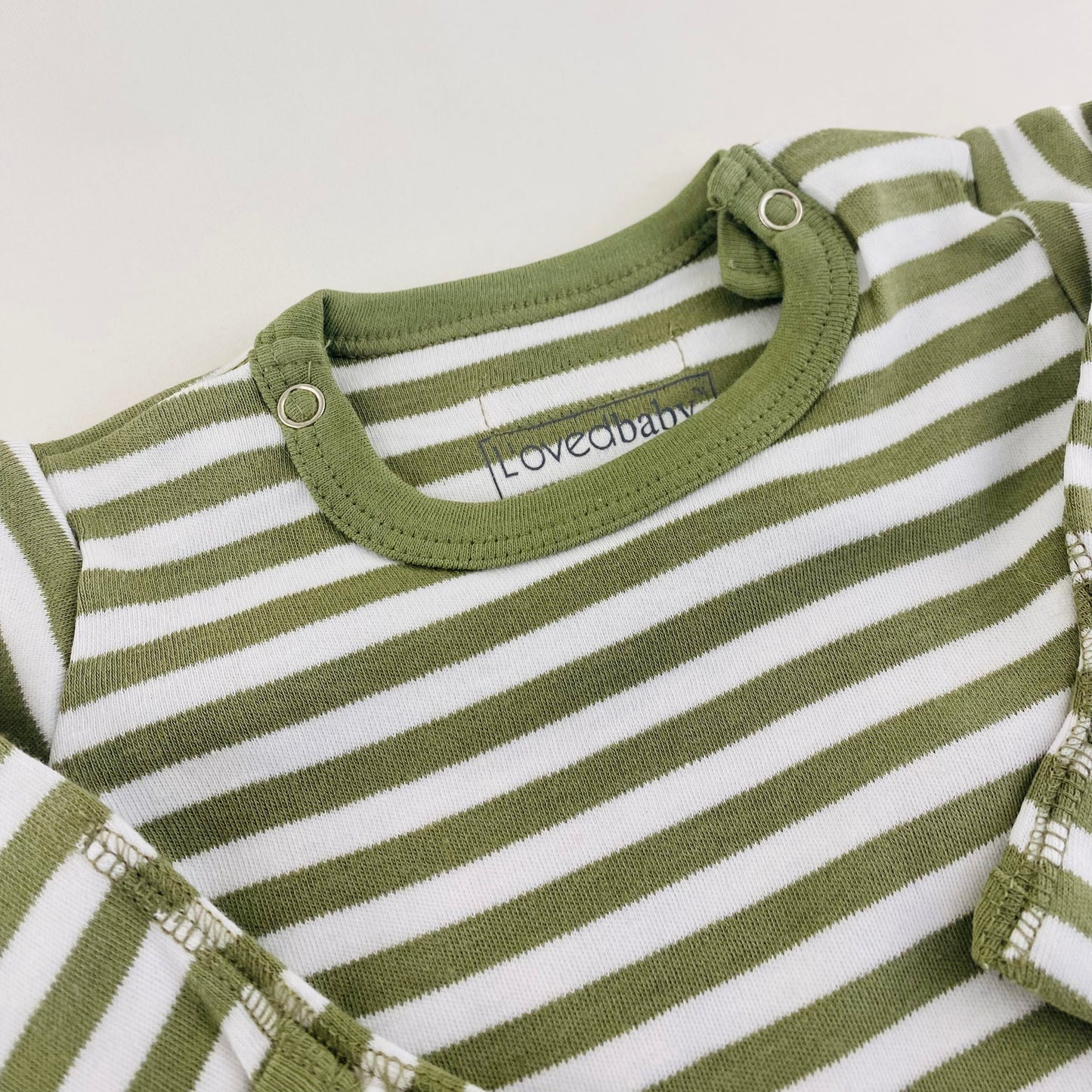 L'ovedbaby Gl'oved-Sleeve Organic Bodysuit - Sage Stripe (Long Sleeve)