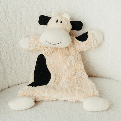 Under The Nile Organic Faux Sherpa Snuggle Lovey - Bessie The Cow 13"