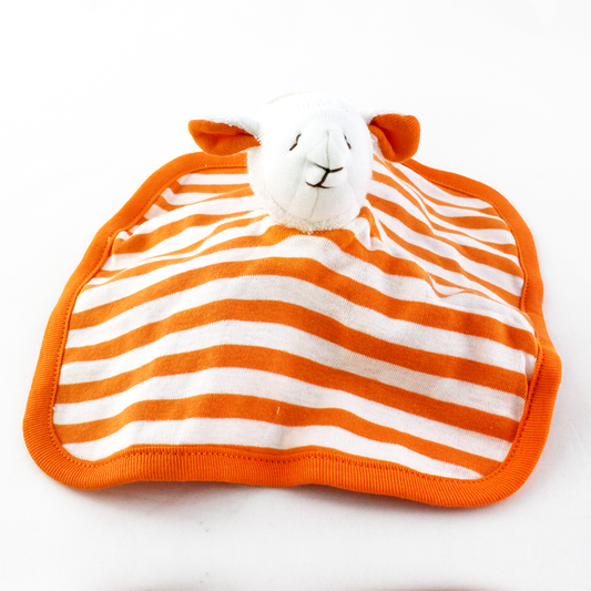 Under The Nile Organic Scrappy Lamb Lovie Blankie - Orange Stripes