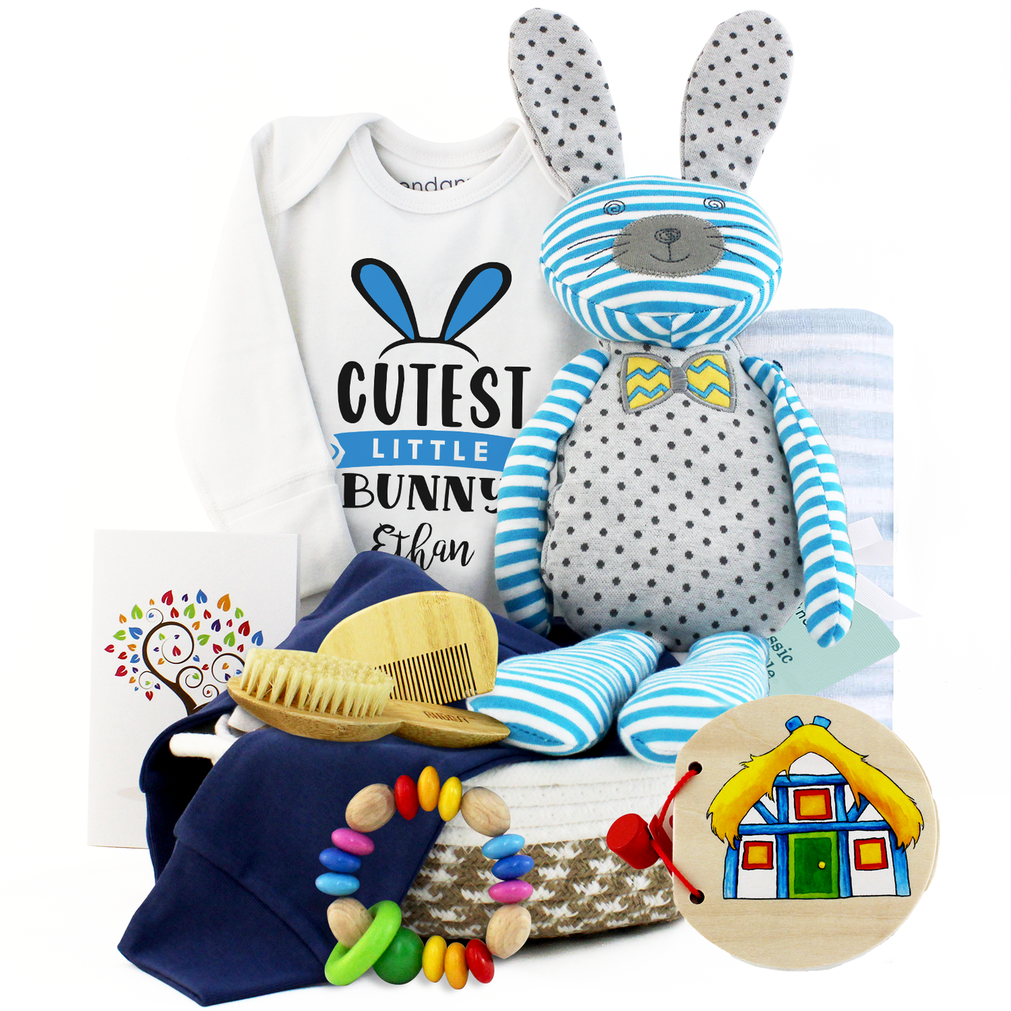 Zeronto Baby Boy Gift Basket - Blue Bunny