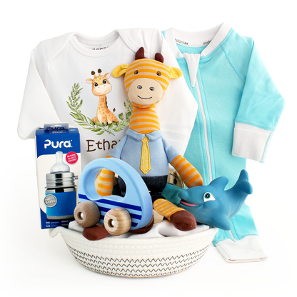 Zeronto Baby Boy Gift Basket - Safari Giraffe