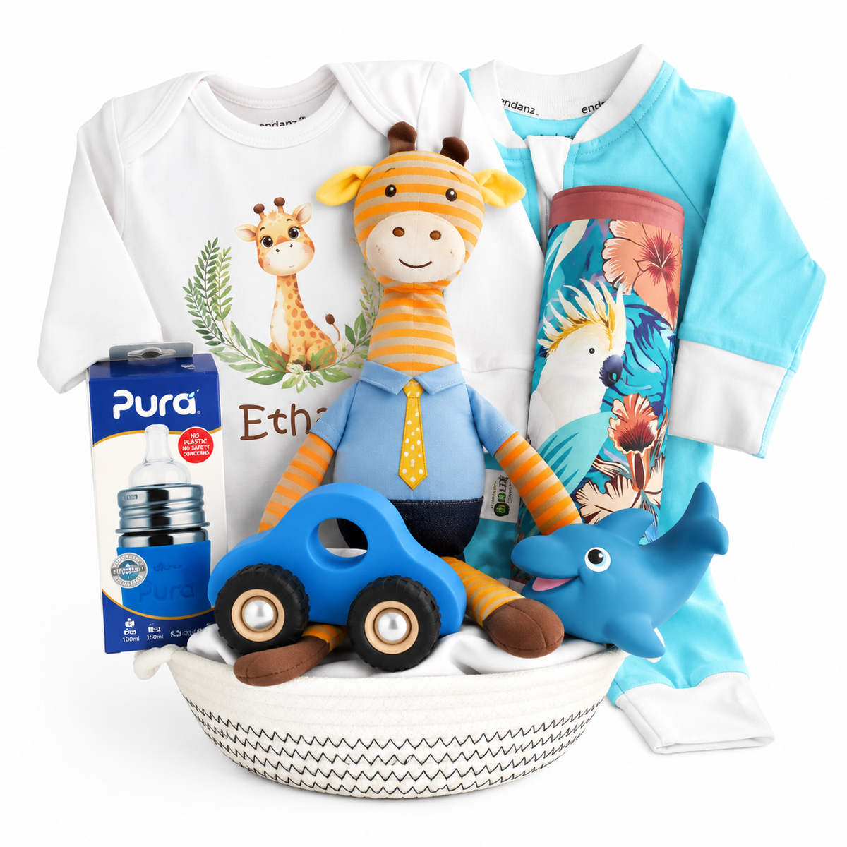 Zeronto Baby Boy Gift Basket - Safari Giraffe