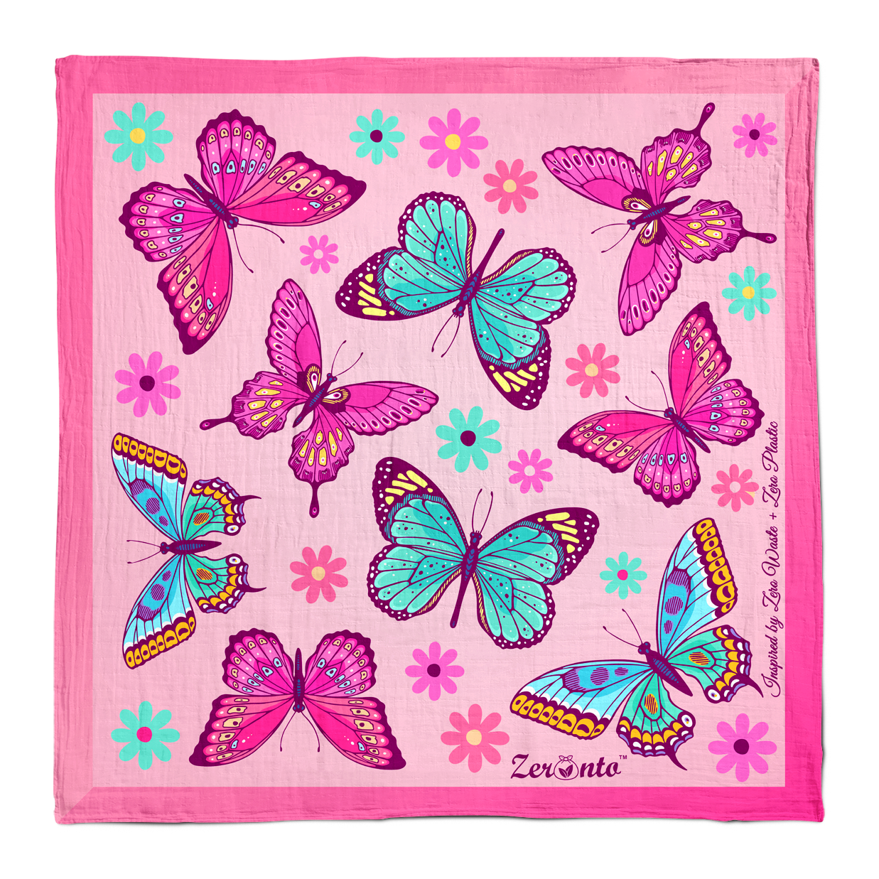 Ecolysium Medium Cotton Furoshiki Cloth Wrapper - Beauty of Butterflies (72 x 72 cm)