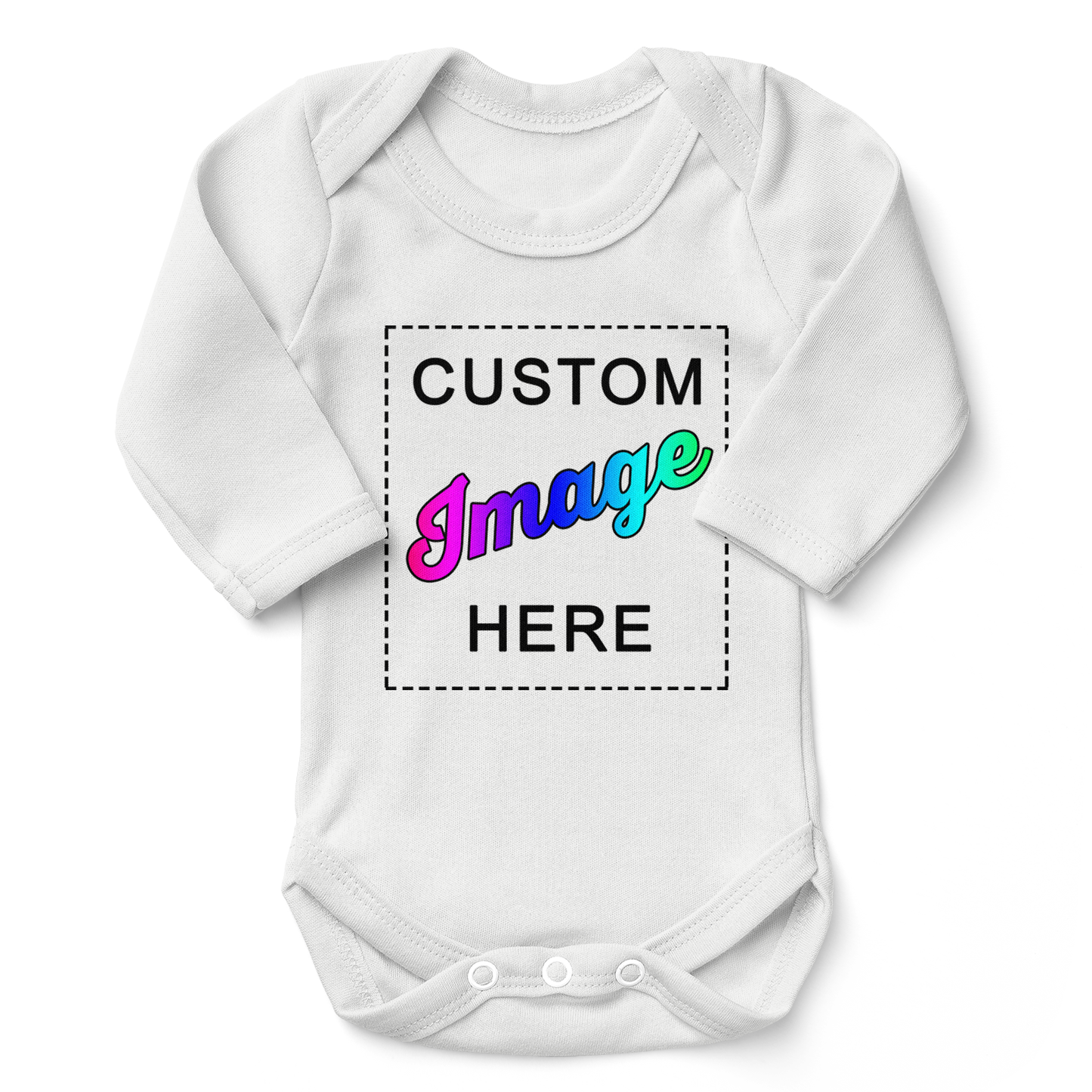 Custom Image Organic Baby Bodysuit (White / Long Sleeve)