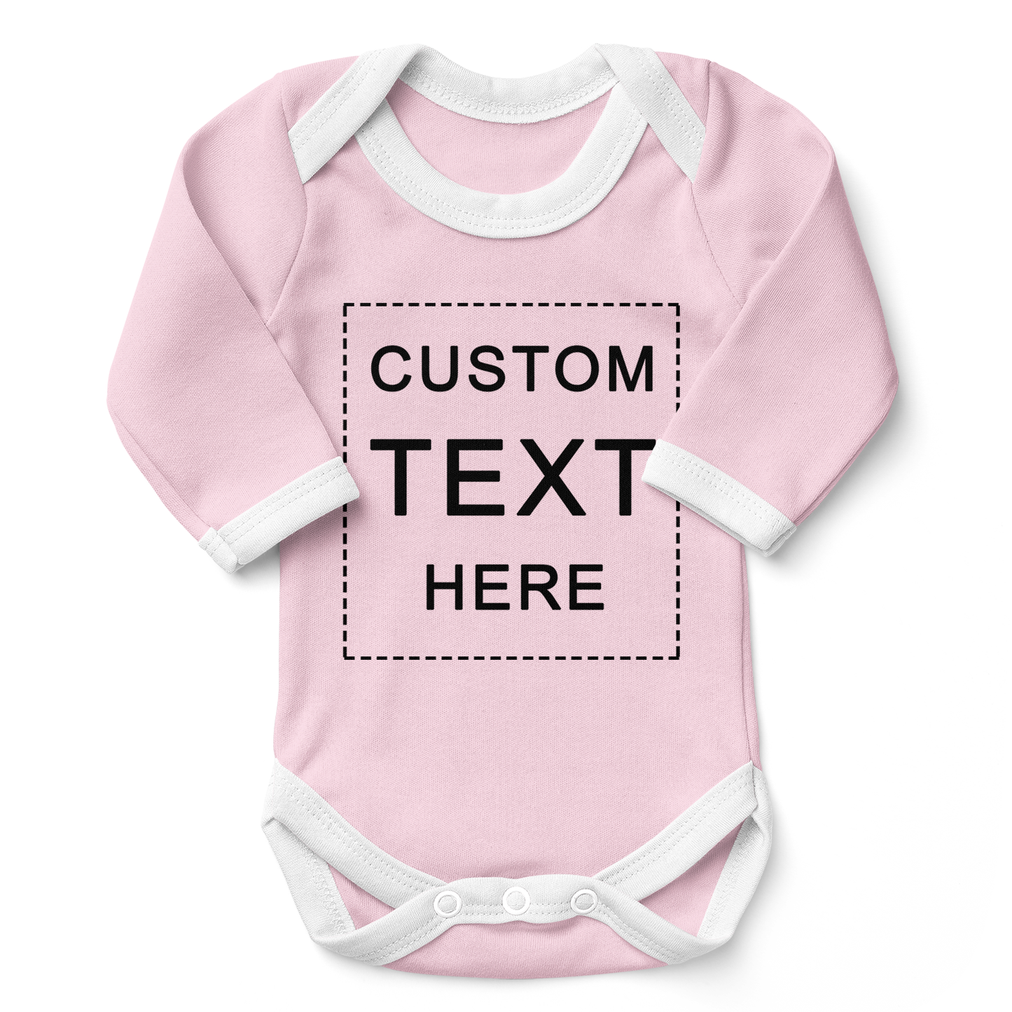 Custom Text Organic Baby Bodysuit (Pink/ Long Sleeve)