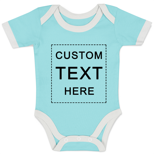 [Custom Text] Organic Baby Bodysuit (Aqua / Short Sleeve)