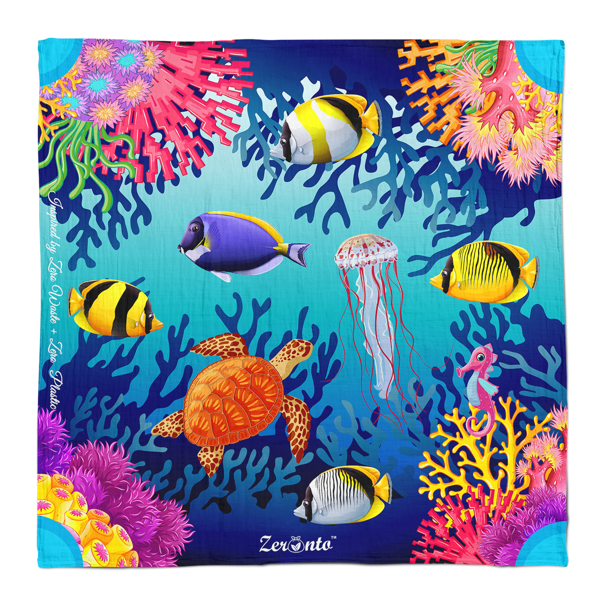 Ecolysium Medium Cotton Furoshiki Cloth Wrapper - Coral Reef (72 x 72 cm)