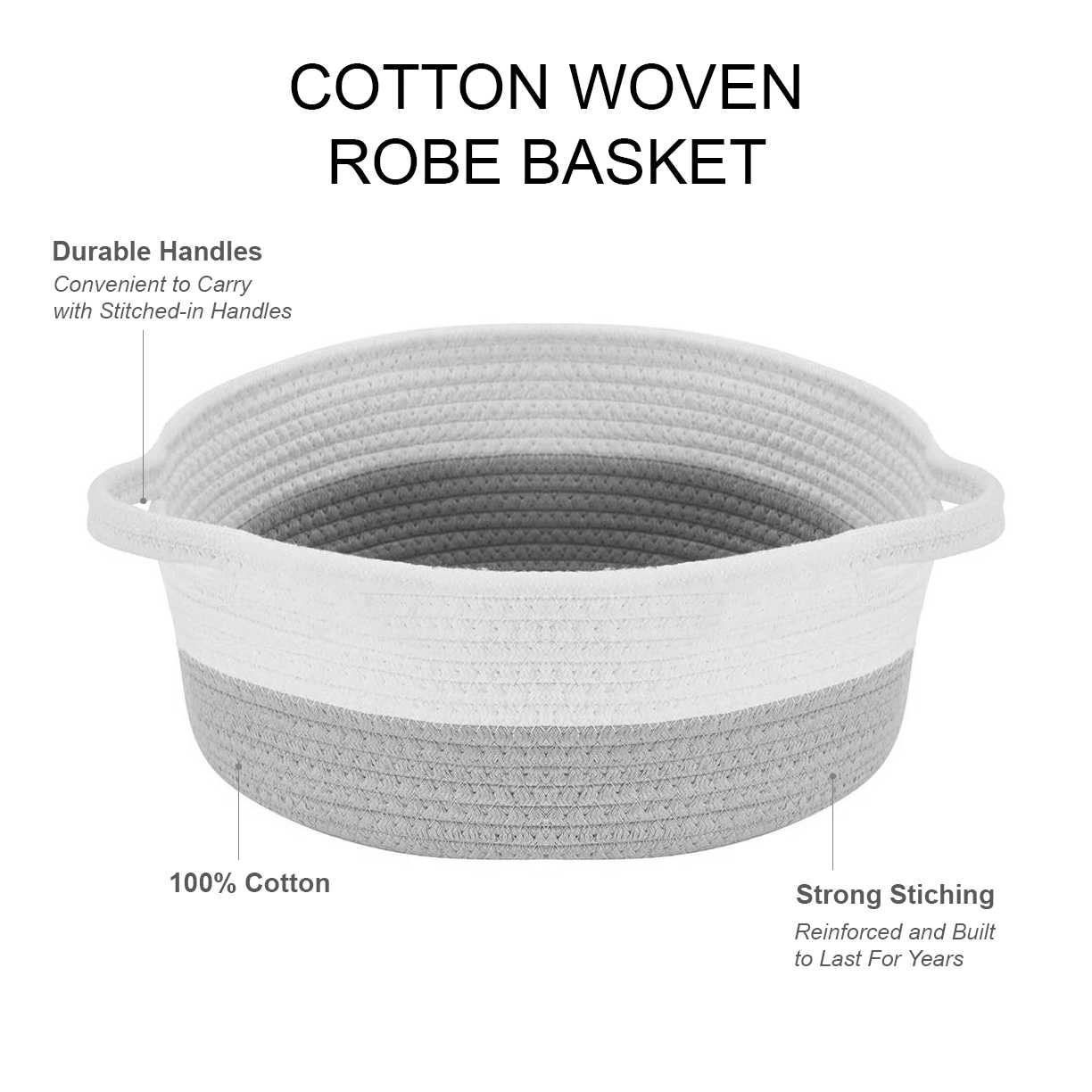 Decomomo Cotton Woven Rope Basket - Round Large (1 Pack)