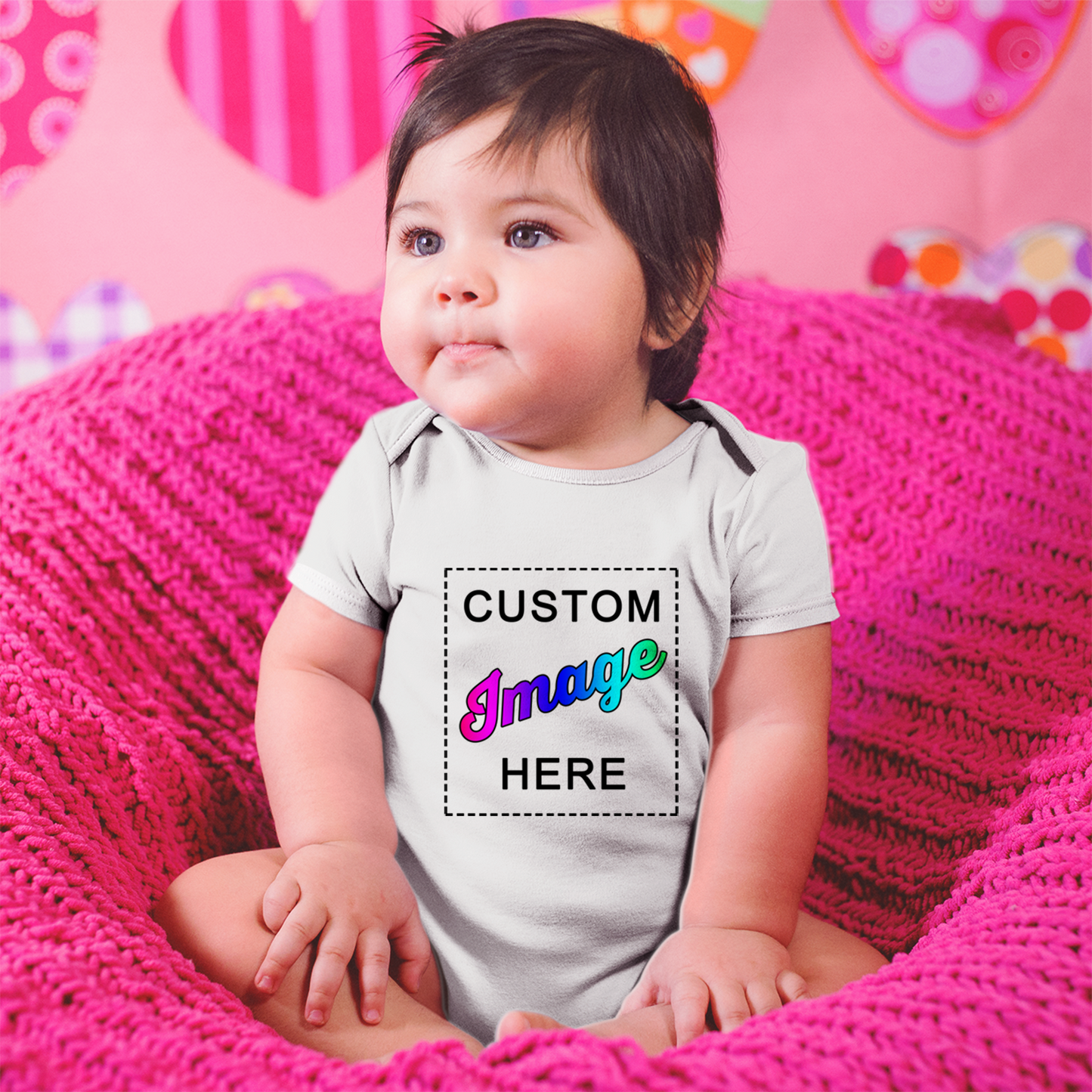 [Custom IMAGE] Endanzoo Organic Short Sleeves Baby Bodysuit I Front & Back