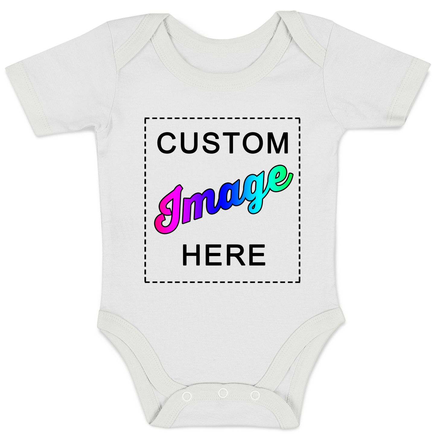 [Custom Image] Organic Baby Bodysuit (White / Short Sleeve)