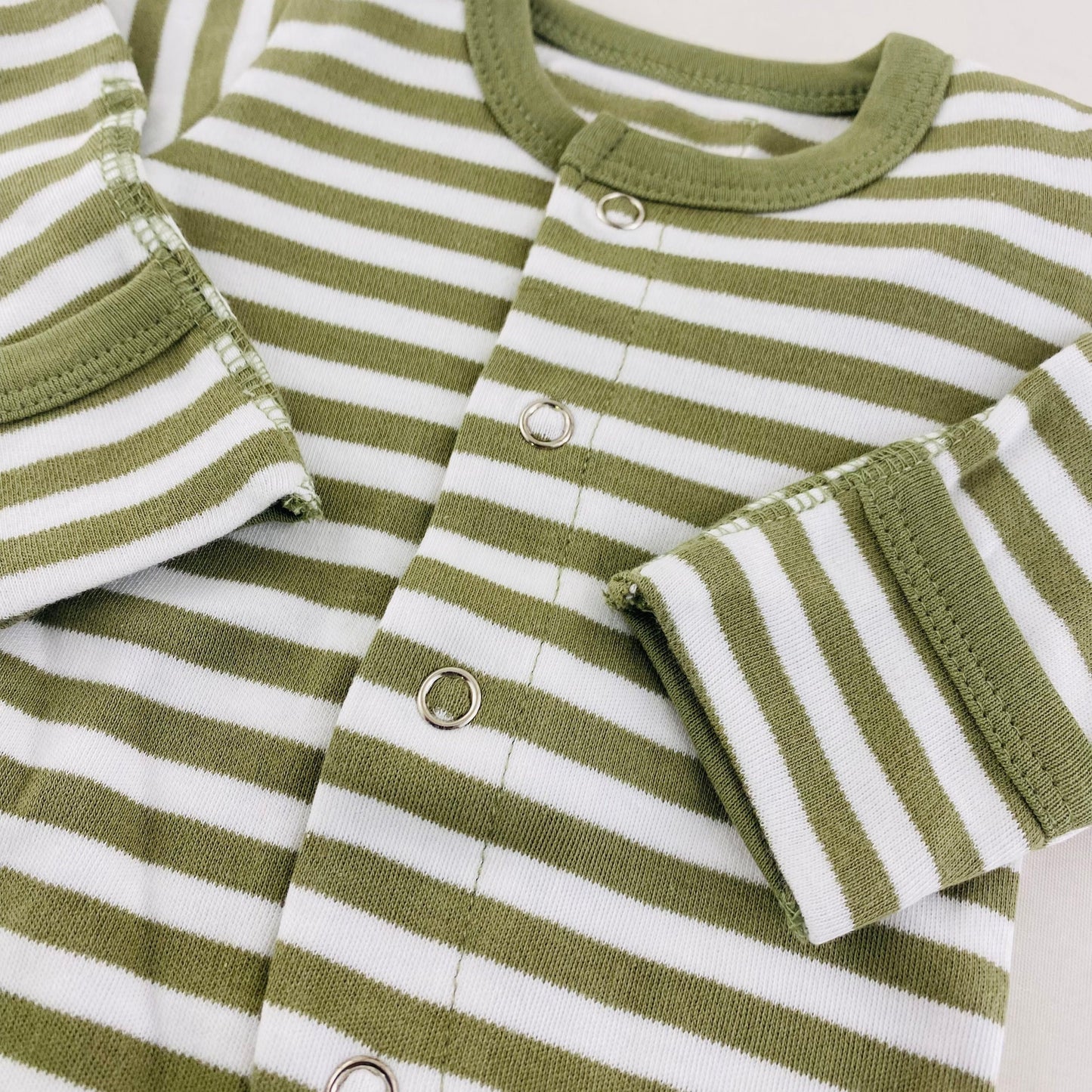 L'ovedbaby Gl'oved-Sleeve Organic Footie - Sage Stripe