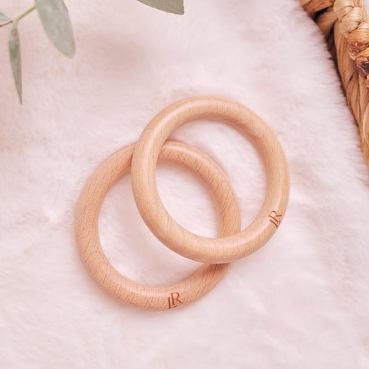 London Rose Natural Beechwood Teething Ring Set