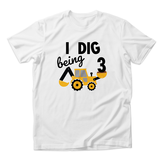 I Dig Being Three Organic Kids Tee Shirt I 3 Year Old Brother Digging