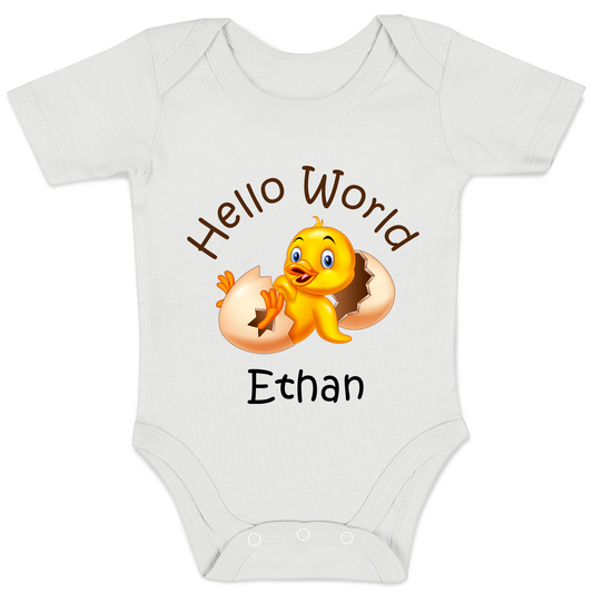 [Personalized] Endanzoo Organic Baby Bodysuit - Little Yellow Duck (Hello World)