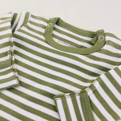 L'ovedbaby Gl'oved-Sleeve Organic Bodysuit - Sage Stripe (Long Sleeve)