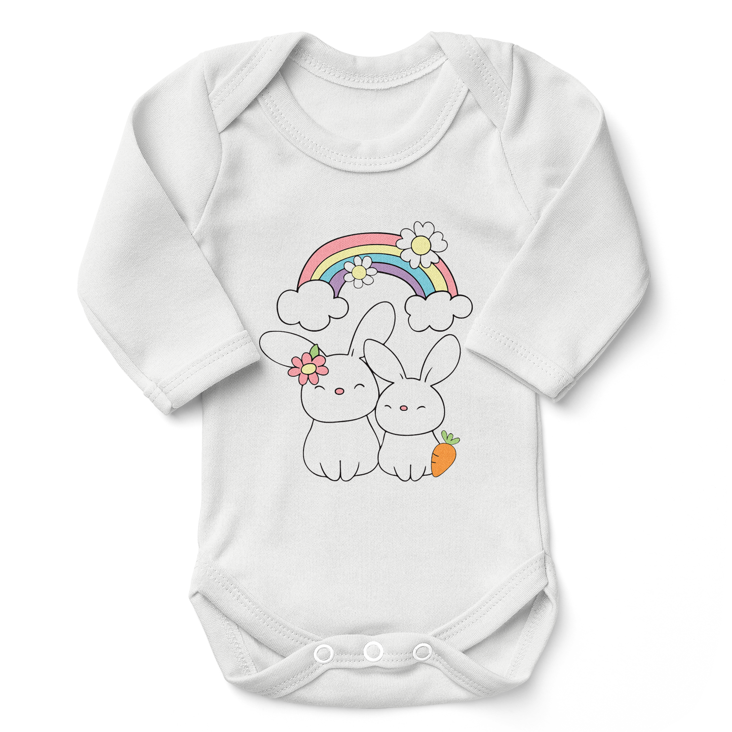 Endanzoo Matching Mom & Baby Organic Outfits - Bunny Love (White)