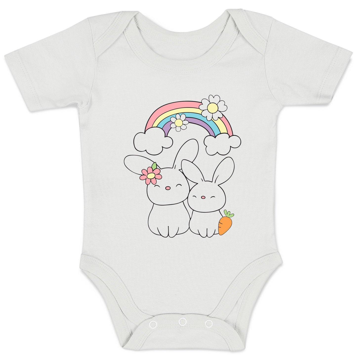 Endanzoo Matching Mom & Baby Organic Outfits - Bunny Love (White)