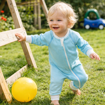 Endanzoo Organic Double Zippered Romper - Aqua