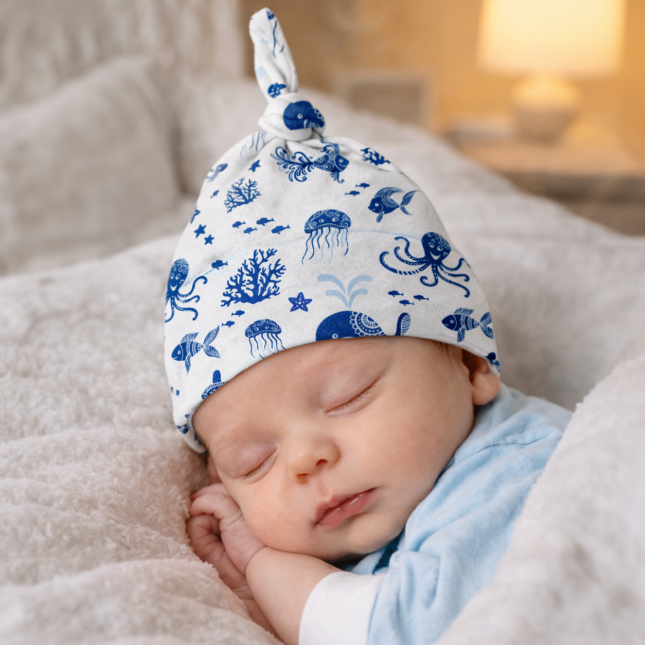 Endanzoo Organic Cotton Knotted Beanie - Deep Sea