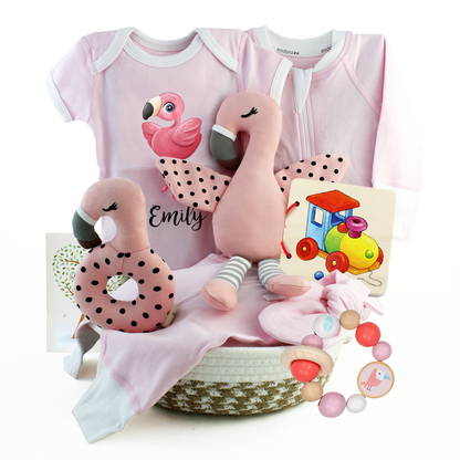 Zeronto Baby Girl Gift Basket - Little Dancing Flamingo