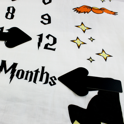 Endanzoo Baby Monthly Milestone Muslin Swaddle Blanket - Flying Wizard