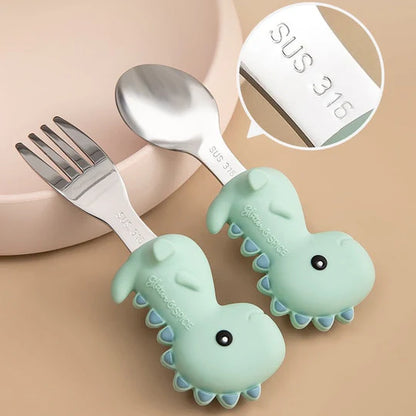 Glitter & Spice Learn To Eat Fork and Spoon Set  (T - Rex)