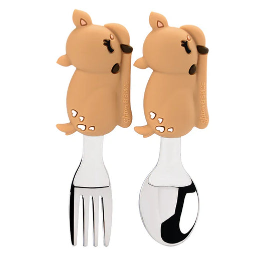 Glitter & Spice Learn To Eat Fork and Spoon Set  (Deer)