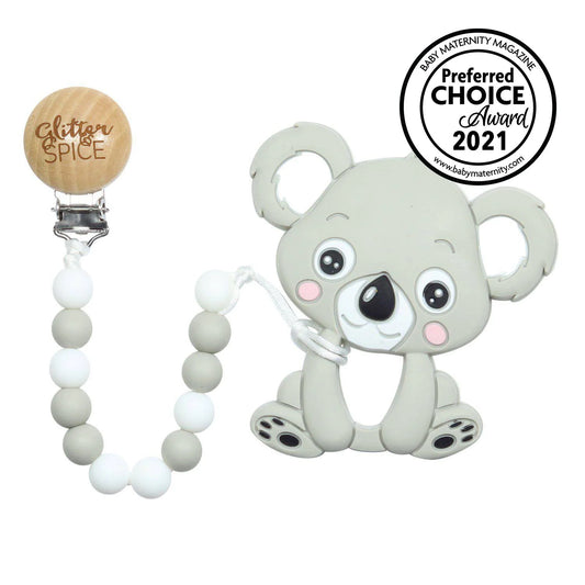 Glitter & Spice Koala Silicone Teether with Clip (Mint)
