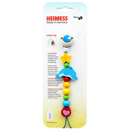 Heimess Wooden Pacifier Clips - Dolphin