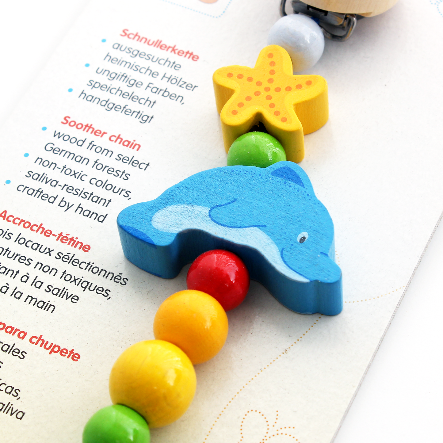 Heimess Wooden Pacifier Clips - Dolphin